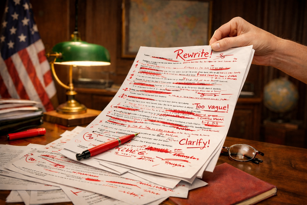 Red Edits Covering a Draft Document